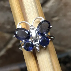 Natural 2ct Iolite 925 Solid Sterling Silver Wedding Ring Size 6, 7, 8, 9