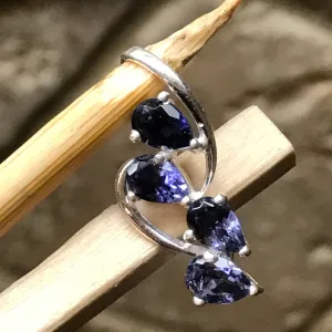 Natural 4ct Iolite 925 Solid Sterling Silver Pendant 28mm