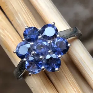 Natural 4ct Iolite 925 Solid Sterling Silver Ring Size 6, 7, 8, 9