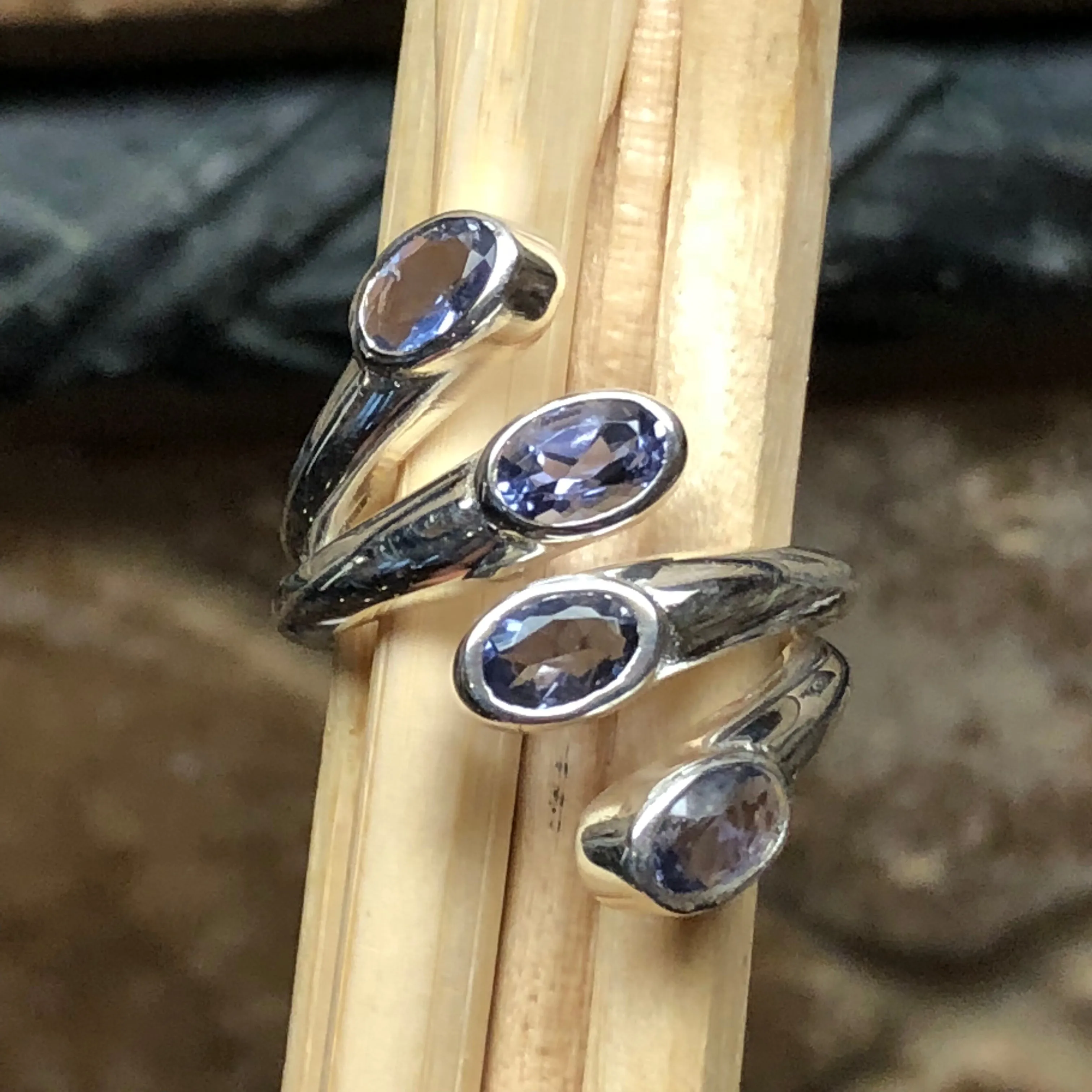 Natural 4ct Iolite 925 Solid Sterling Silver Stackable Ring Size 6, 7, 9