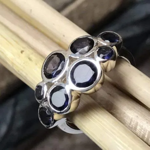 Natural 4ct Iolite 925 Solid Sterling Silver Wedding Ring Size 6, 7, 8, 9