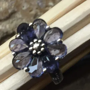 Natural 6ct Iolite 925 Solid Sterling Silver Ring Size 6, 7, 8, 9