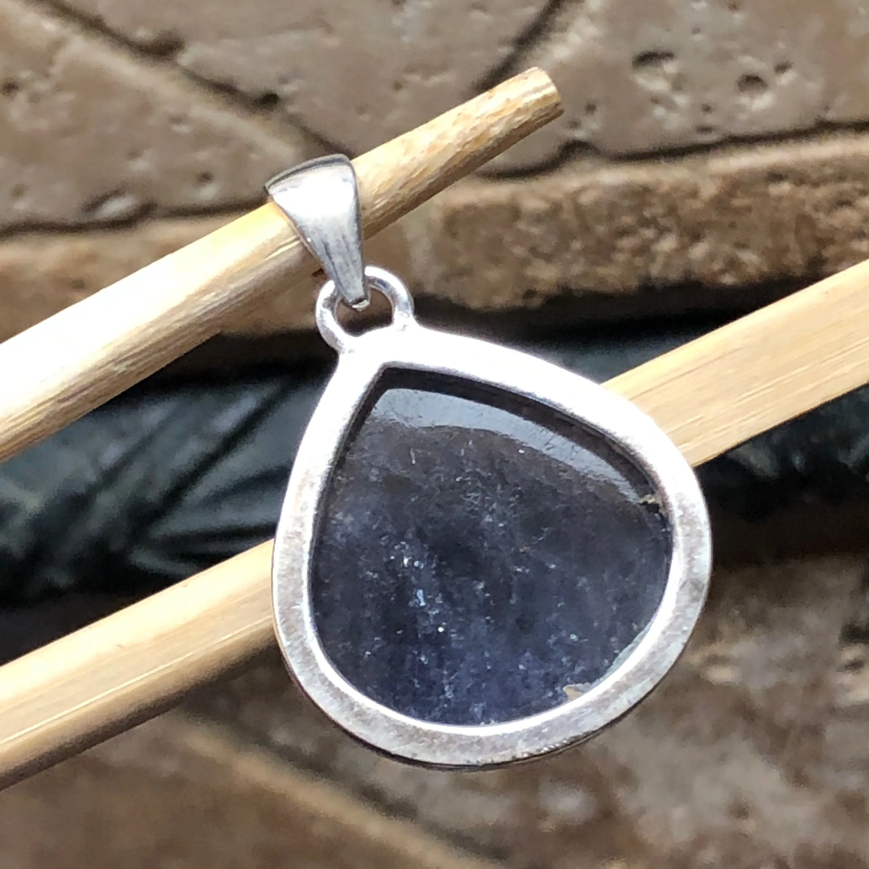 Natural Cabochan Iolite 925 Solid Sterling Silver Pendant 35mm