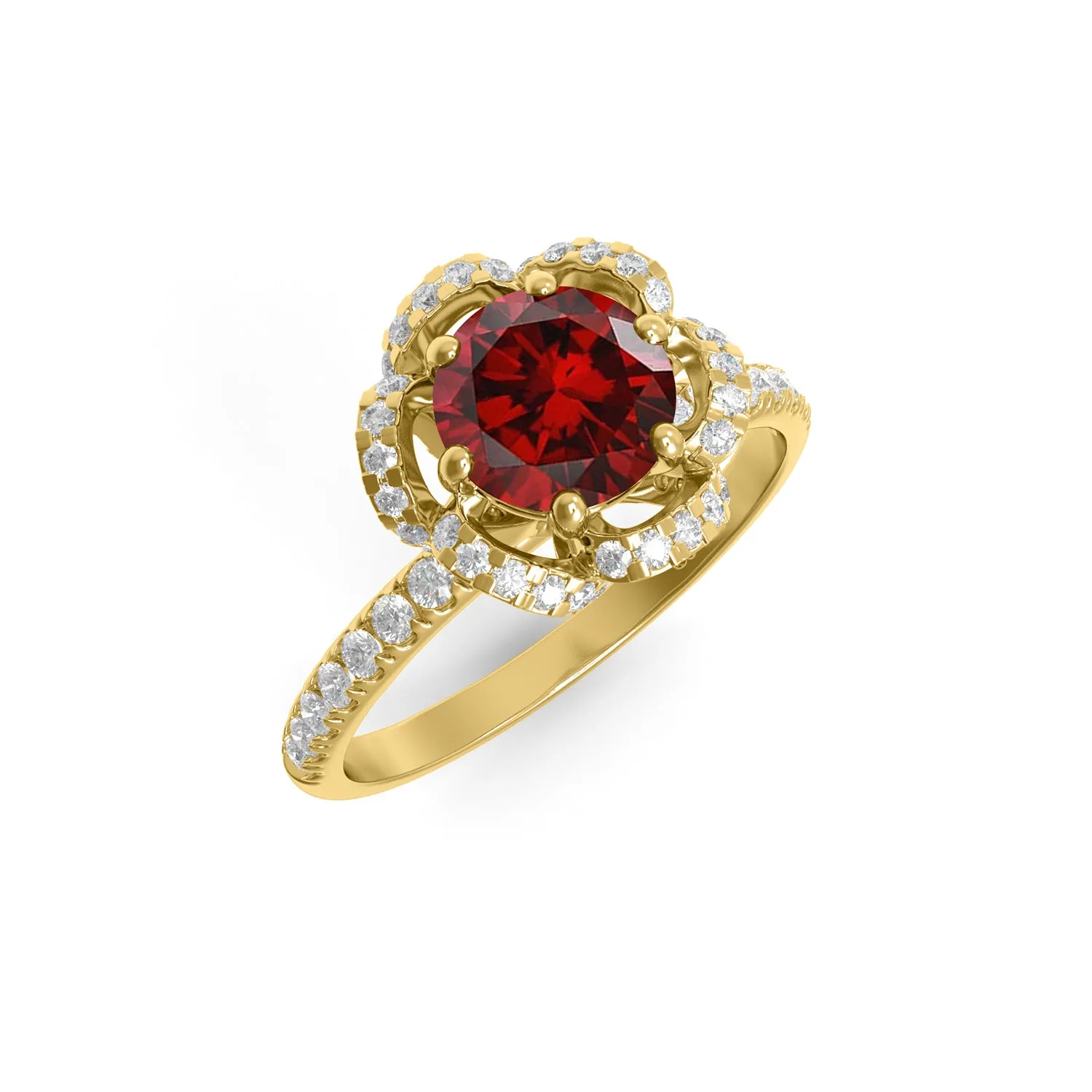 Natural Garnet 925 Sterling Silver Flower,  Women's Ring-2.3 ctw Gemstone