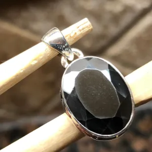 Natural Hematite 925 Solid Sterling Silver Pendant 25mm