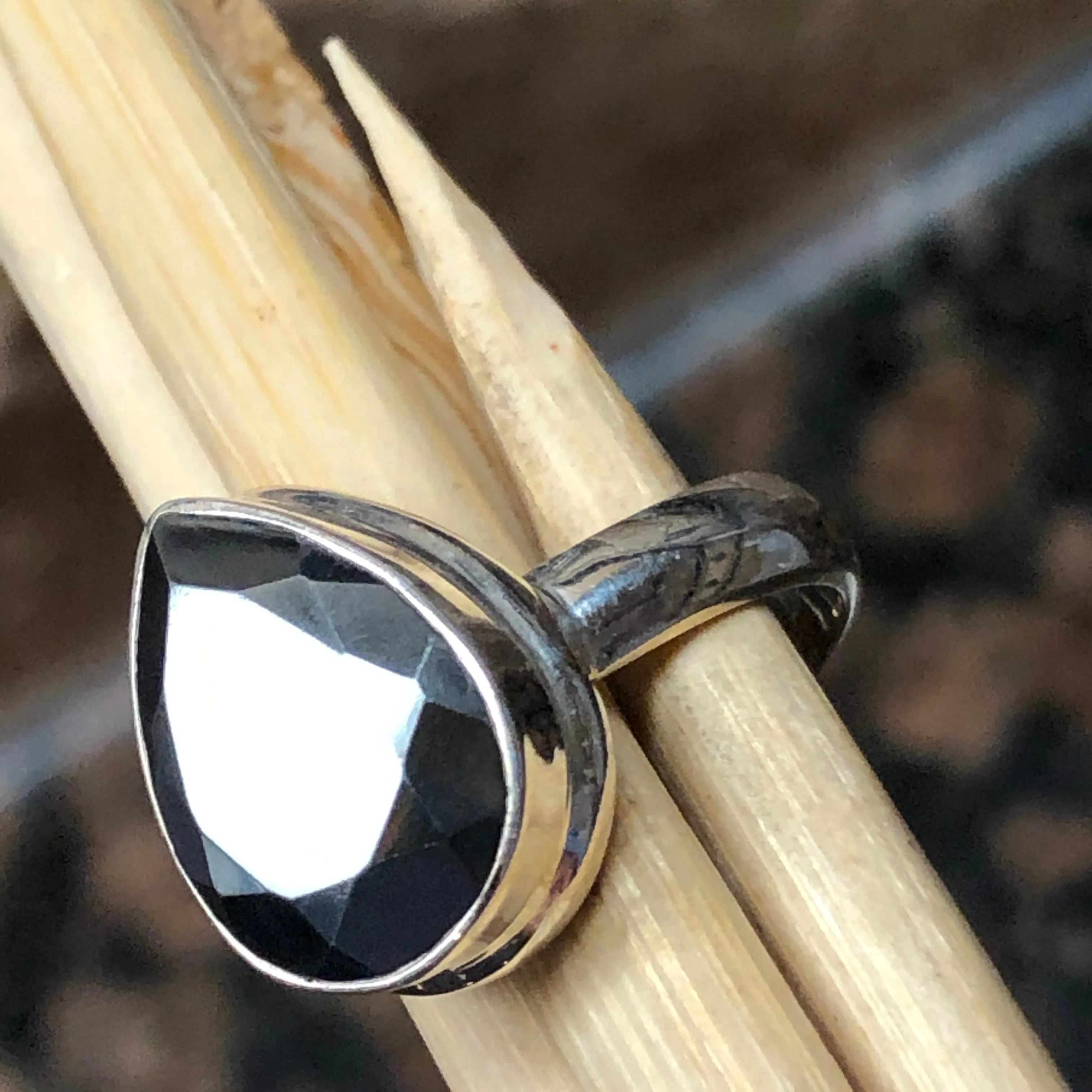 Natural Hematite 925 Solid Sterling Silver Ring Size 6.5, 6.75, 7.75, 8, 8.5