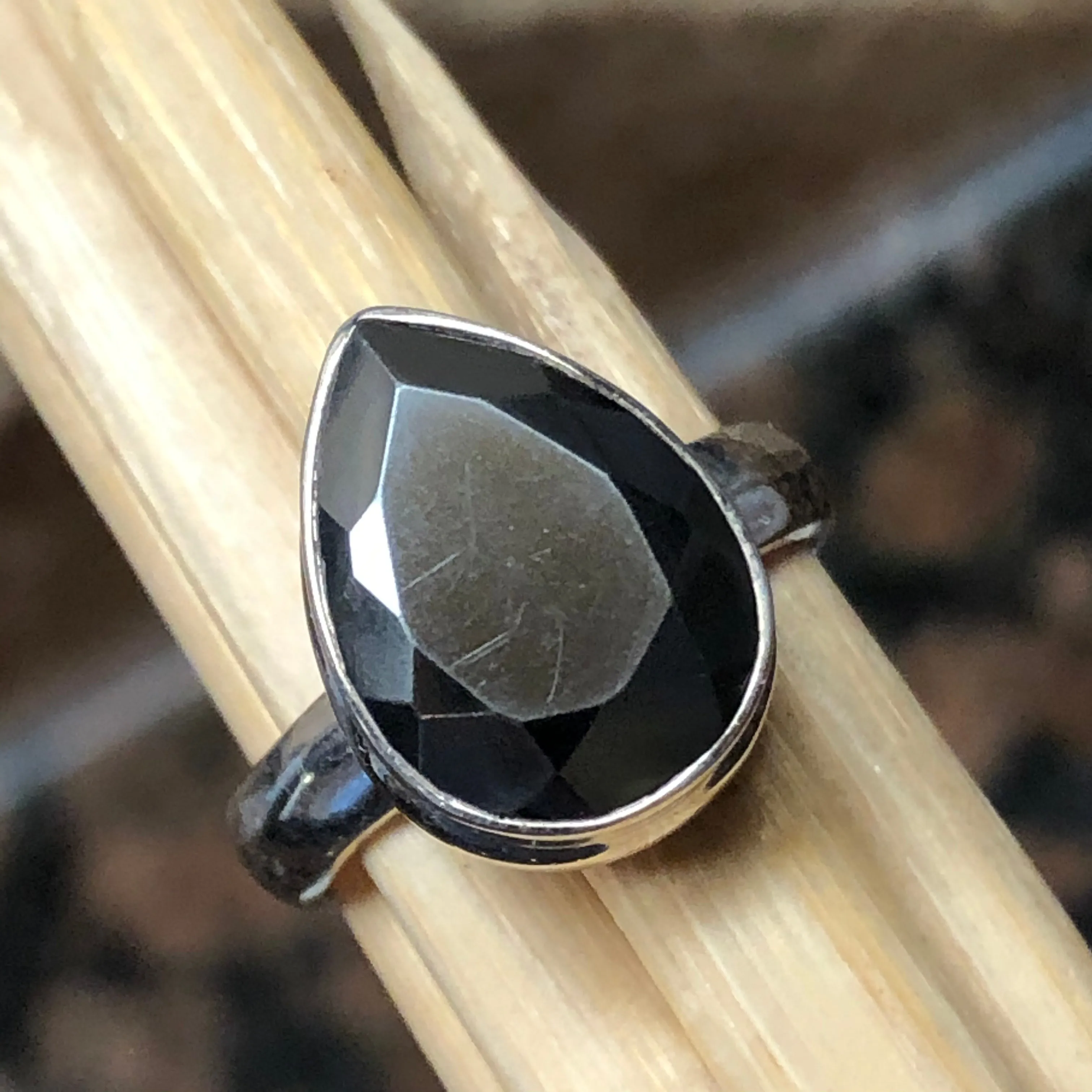 Natural Hematite 925 Solid Sterling Silver Ring Size 6.5, 6.75, 7.75, 8, 8.5