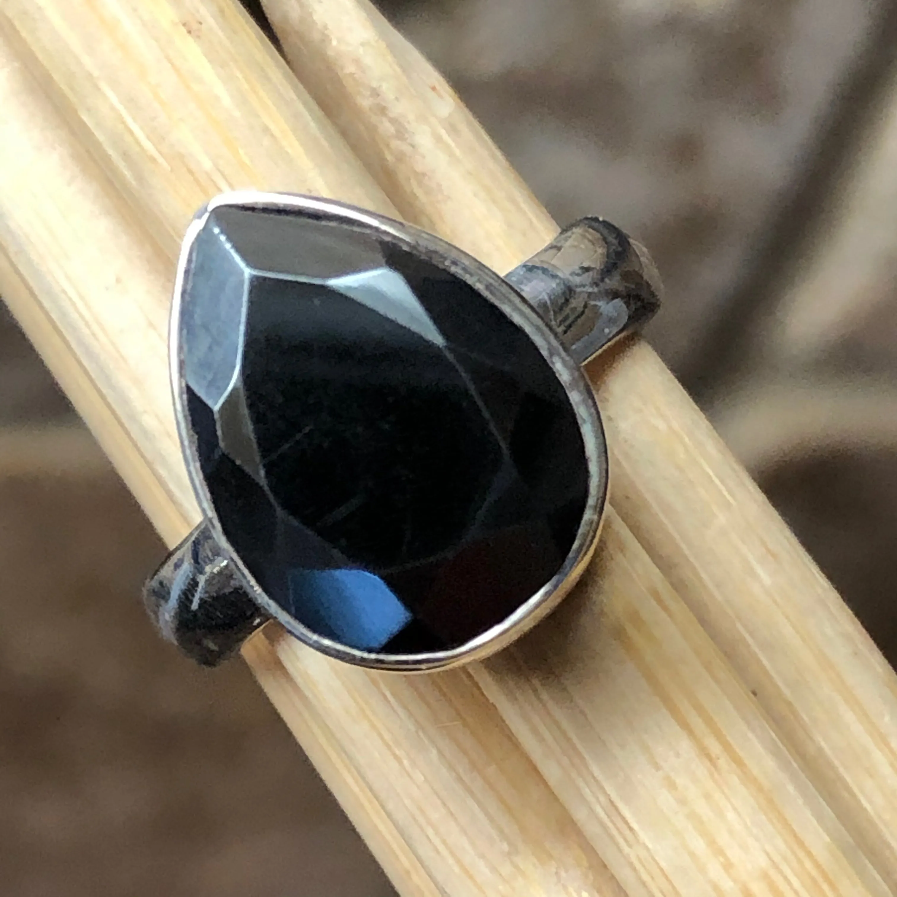 Natural Hematite 925 Solid Sterling Silver Ring Size 6.5, 6.75, 7.75, 8, 8.5