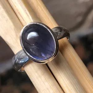 Natural Iolite 925 Solid Sterling Silver Cabochan Ring Size 6.5