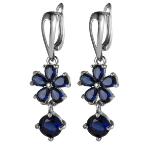 Navy Crystal Floral Drop Earrings