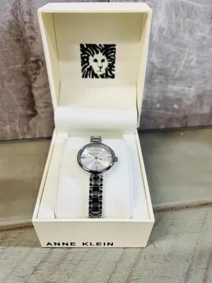 New Anne Klein Diamond Silver Stainless Steel Women's watch, needs battery! Box damaged, includes booklet