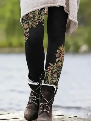 New Floral Print Ultra soft Leggings, Casual Elastic Waist Stretchy Leggings, Women's Clothing Sz XL, Fits True!