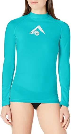 New Kanu Surf Women's Keri Long-Sleeve UPF 50  Rashguard in Aqua, Sz L!