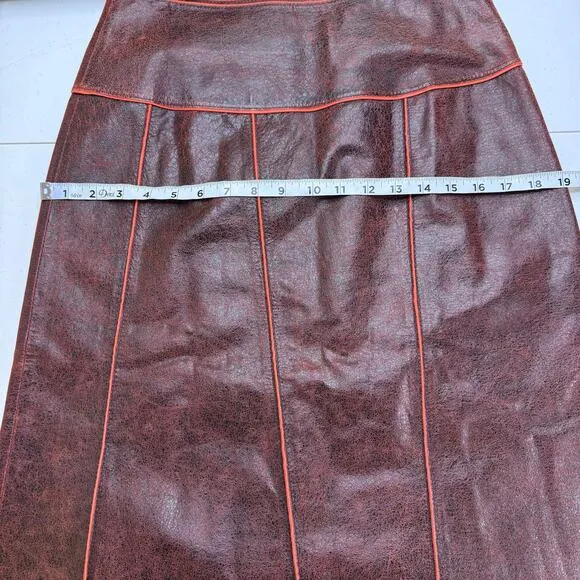 Niaz Milano 100% Italian Leather Skirt Women's 8 Luxury Chic Sophisticated artsy