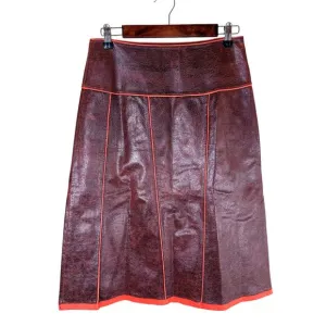 Niaz Milano 100% Italian Leather Skirt Women's 8 Luxury Chic Sophisticated artsy