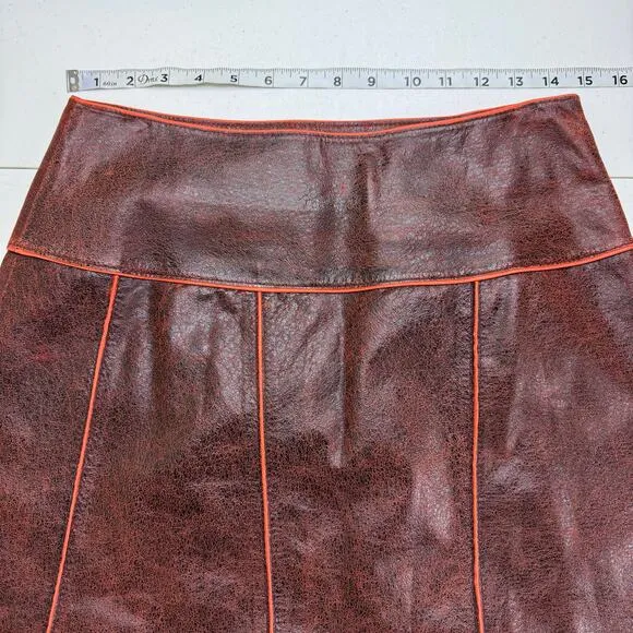 Niaz Milano 100% Italian Leather Skirt Women's 8 Luxury Chic Sophisticated artsy