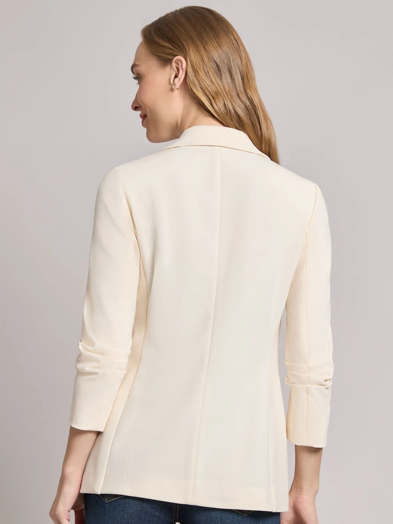 Notch Collar Scrunch Sleeve Jacket