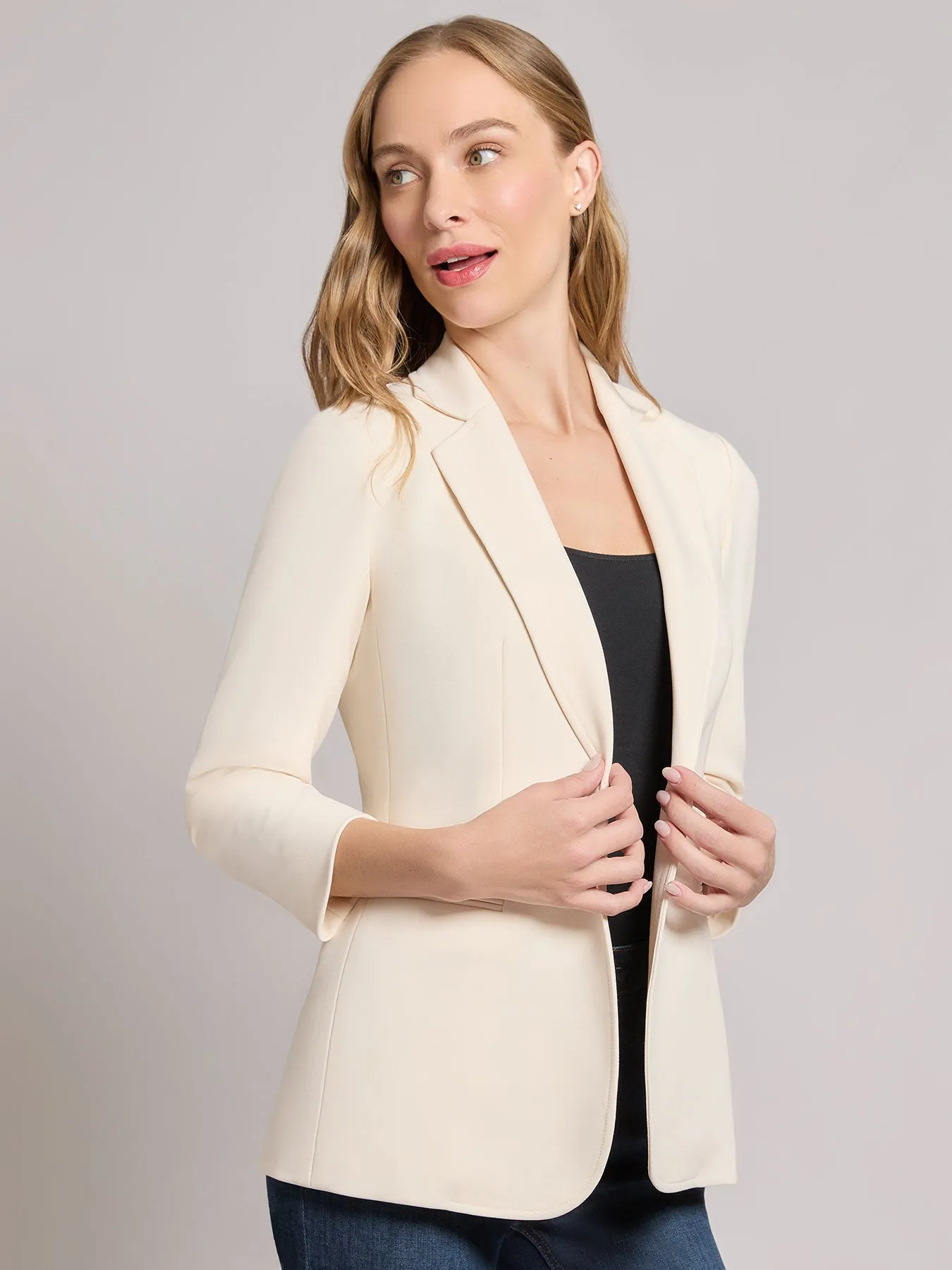 Notch Collar Scrunch Sleeve Jacket
