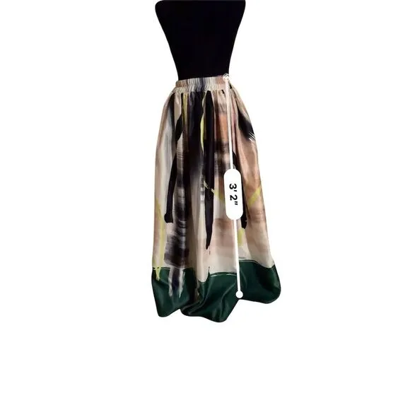 Nuuts Women's Multicolor Abstract Satin A-Line Maxi Skirt Size small