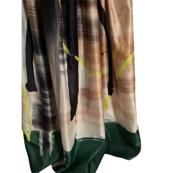 Nuuts Women's Multicolor Abstract Satin A-Line Maxi Skirt Size small