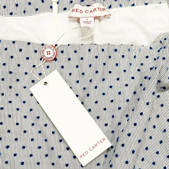 NWT - RED CARTER 3/4 sleeve short dress, small, cold shoulder, blue, polka dot