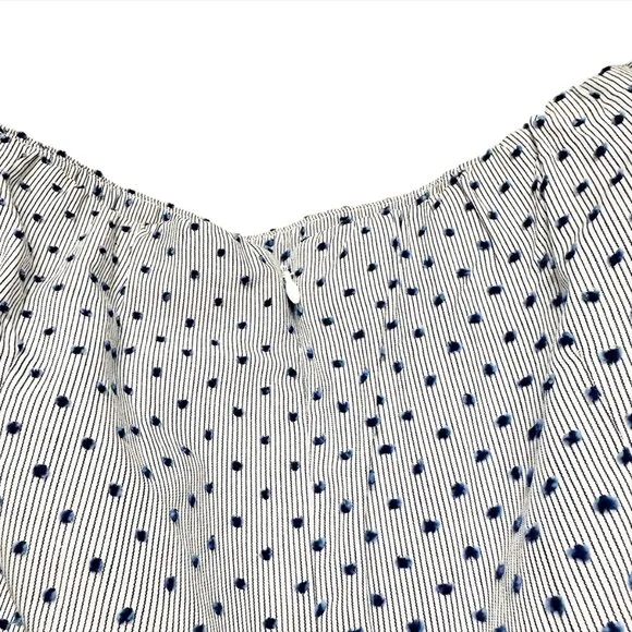 NWT - RED CARTER 3/4 sleeve short dress, small, cold shoulder, blue, polka dot