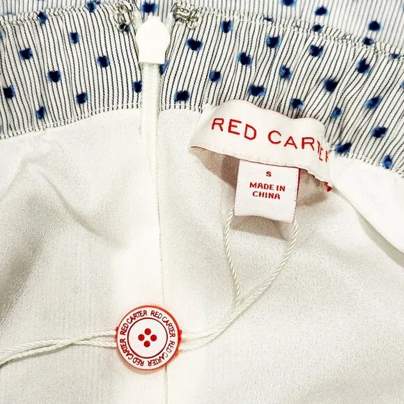 NWT - RED CARTER 3/4 sleeve short dress, small, cold shoulder, blue, polka dot