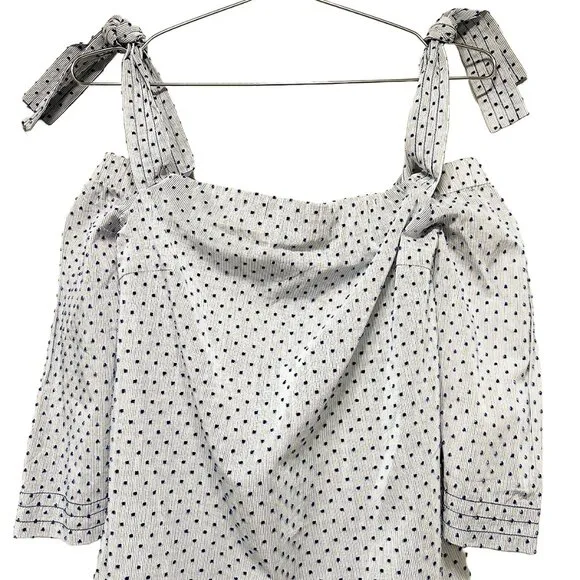 NWT - RED CARTER 3/4 sleeve short dress, small, cold shoulder, blue, polka dot