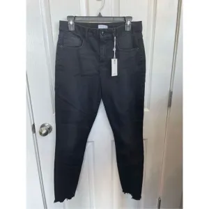 NWT Good American Women's High Waist Slim Straight Leg Size 14/32 Black Mom Jean