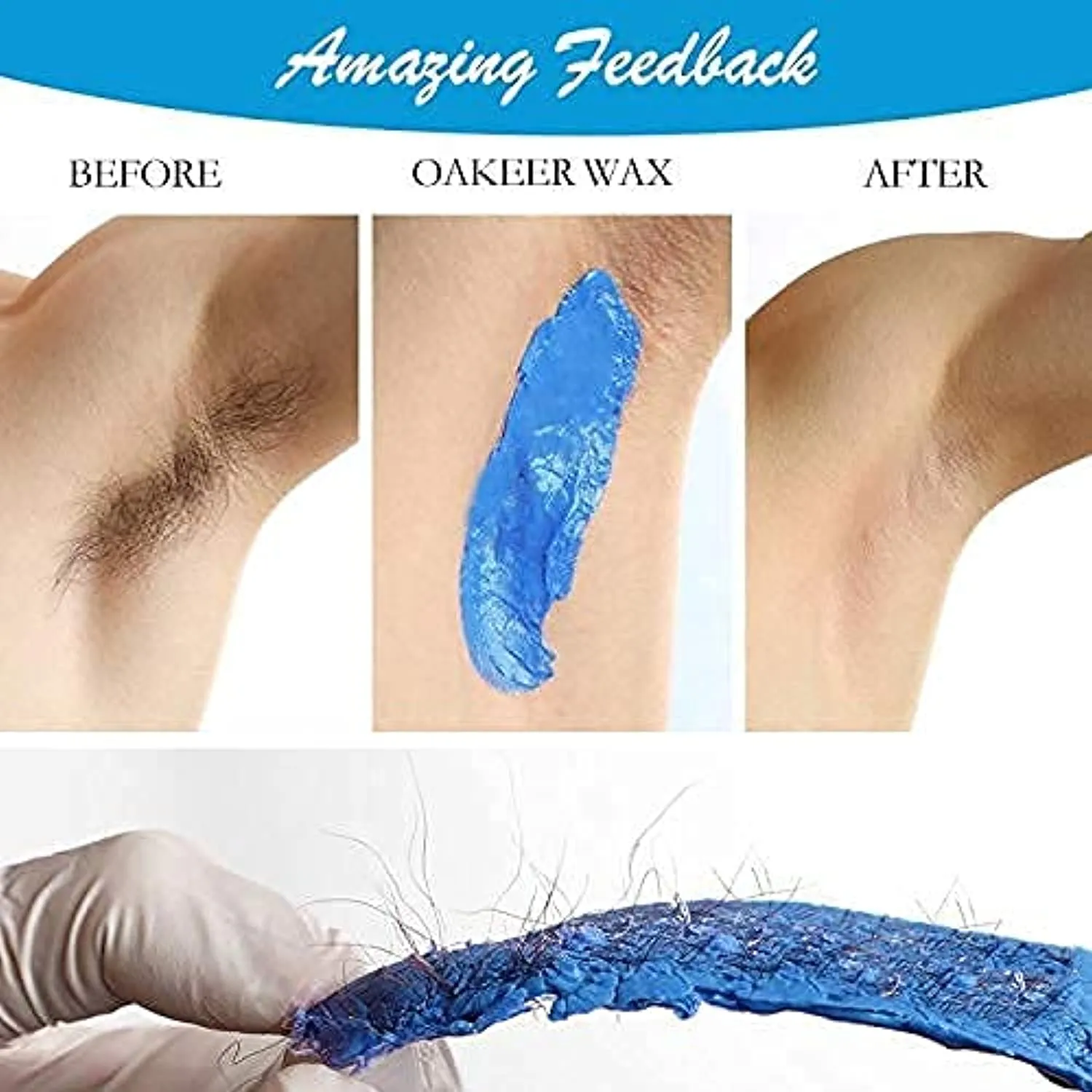 Oakeer Waxing Kit Hair Removal Women Men Wax Warmer Hair Removal at Home with 6 Bags Wax Beans Body Waxing for Eyebrows Nose Cheeks Arms Bikinis Legs 62 Accessories