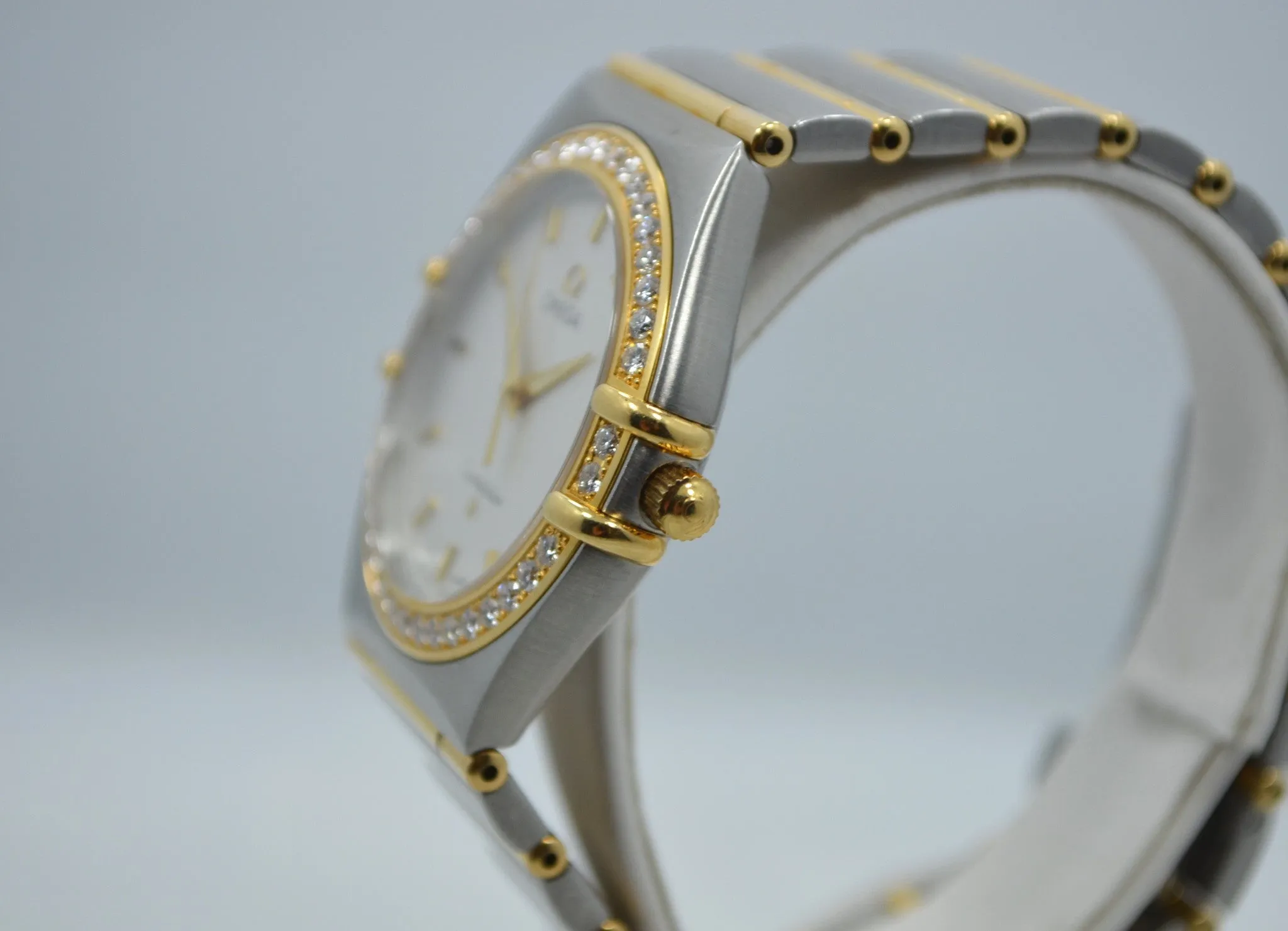 Omega Constellation Two Tone Diamond Bezel Steel 18K Gold Quartz Ladies Watch