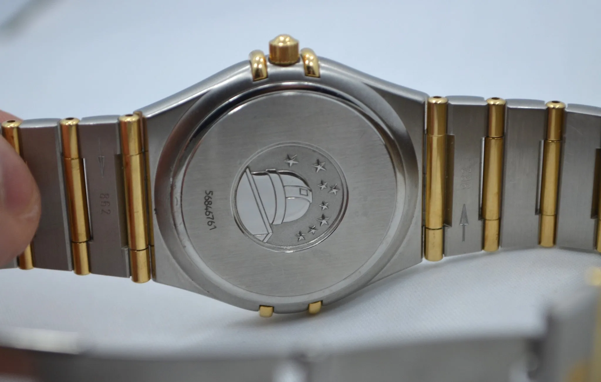 Omega Constellation Two Tone Diamond Bezel Steel 18K Gold Quartz Ladies Watch