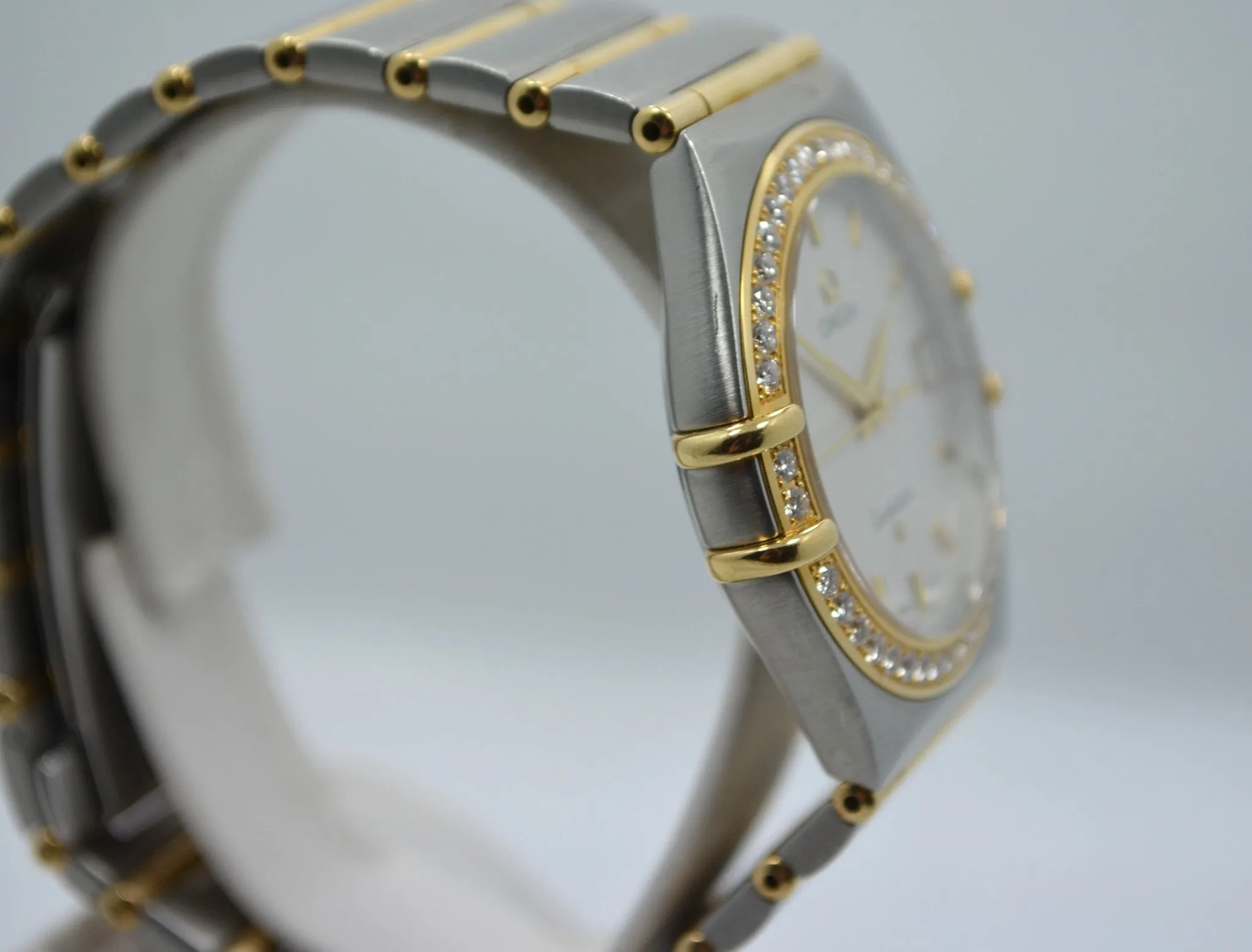 Omega Constellation Two Tone Diamond Bezel Steel 18K Gold Quartz Ladies Watch