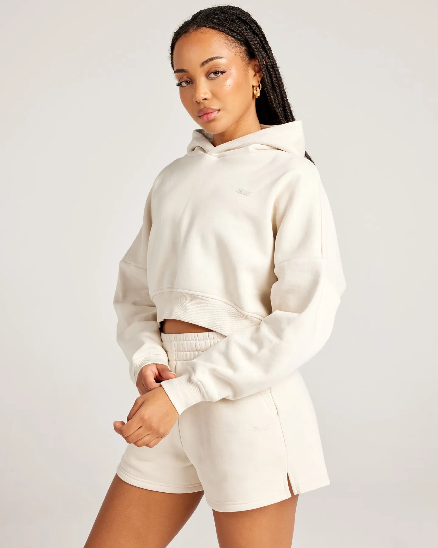 Omni Cropped Hoodie - Bone