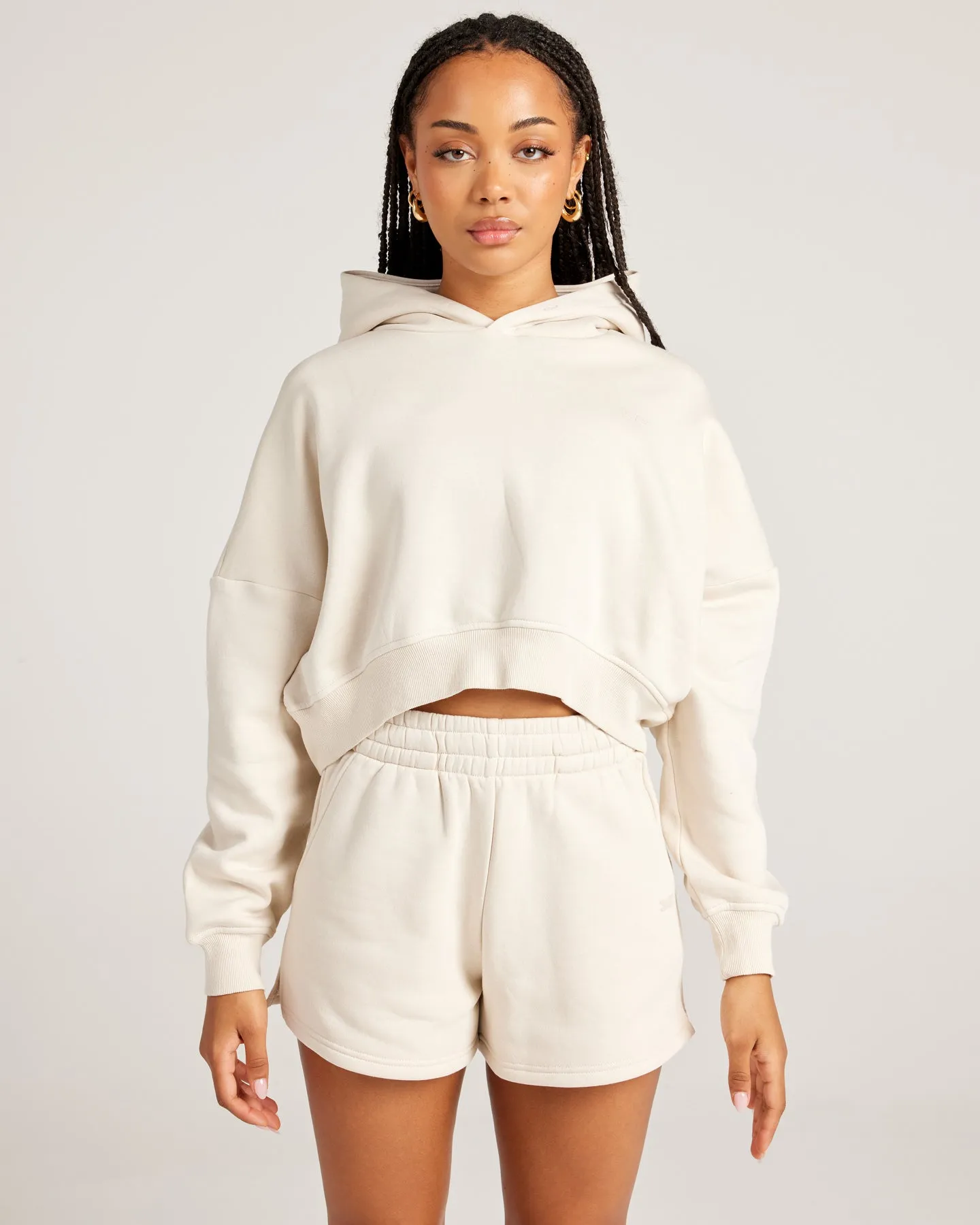 Omni Cropped Hoodie - Bone