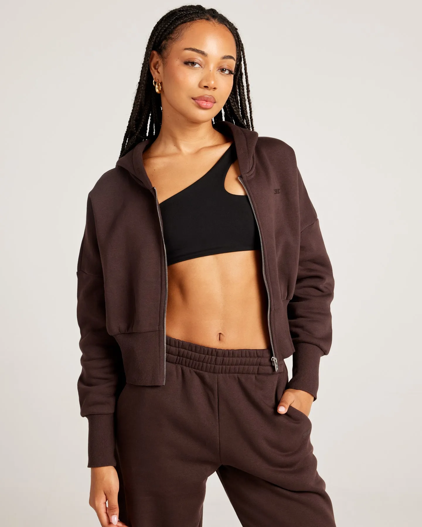 Omni Zip Through Hoodie - Espresso