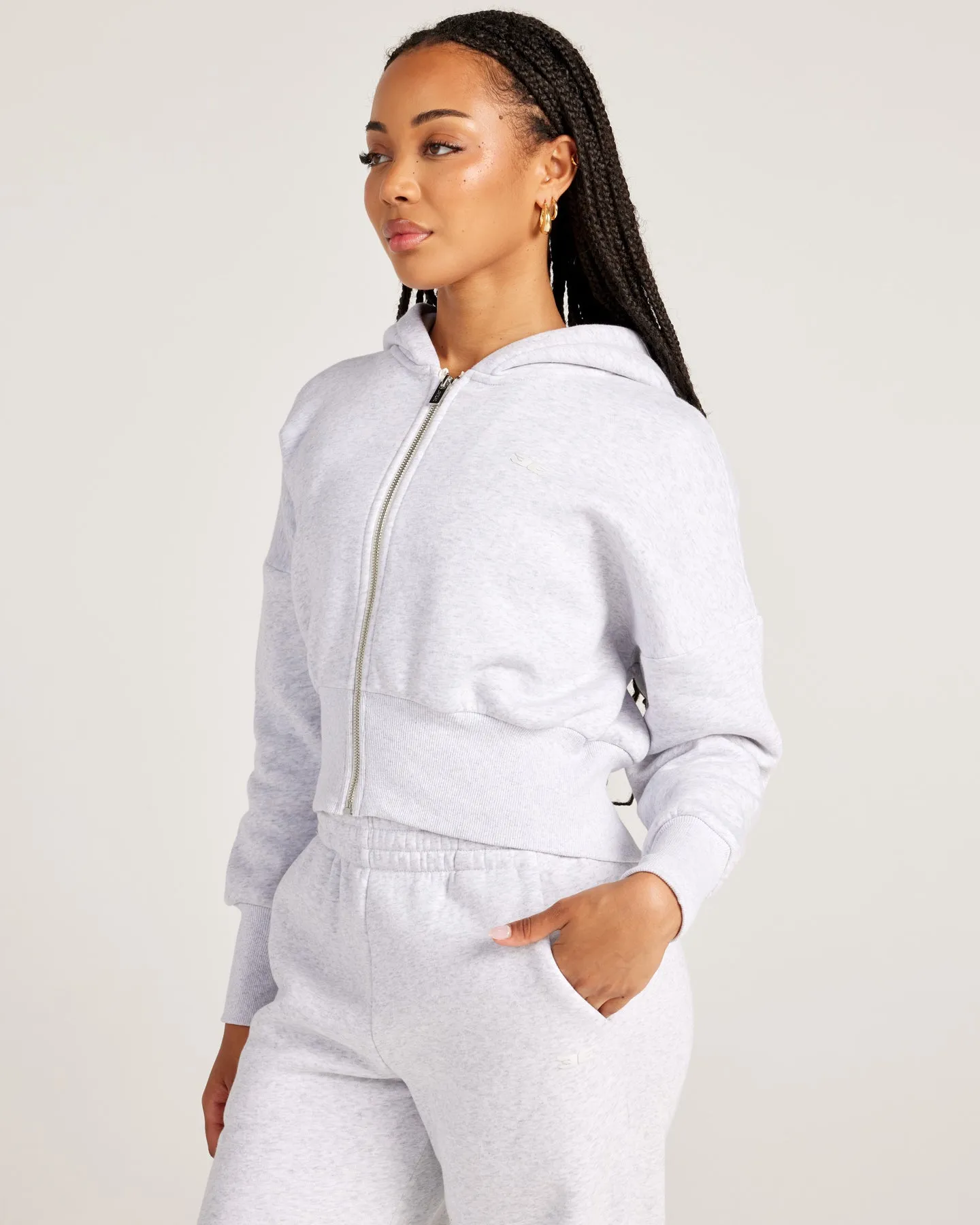 Omni Zip Through Hoodie - Grey Marle
