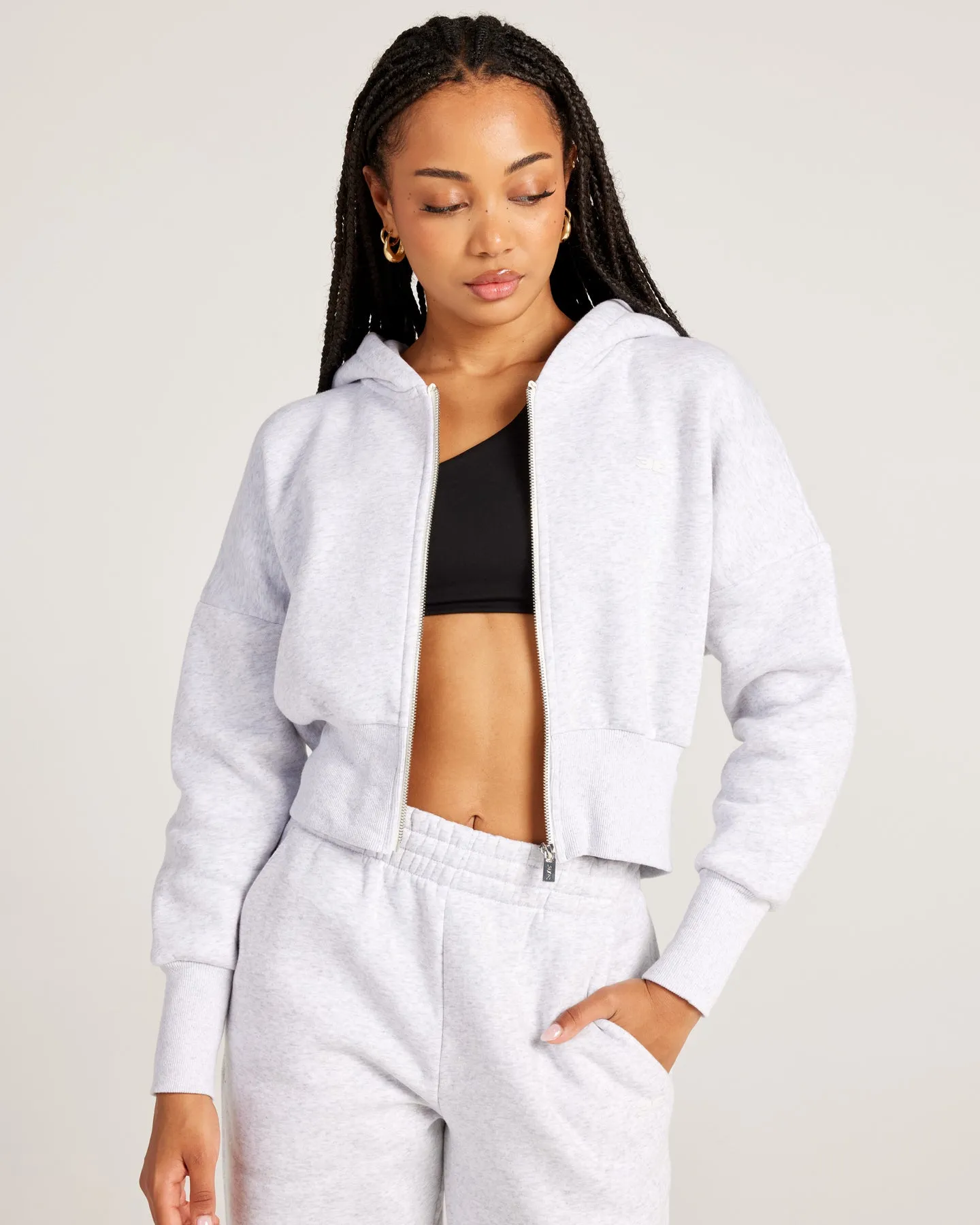Omni Zip Through Hoodie - Grey Marle