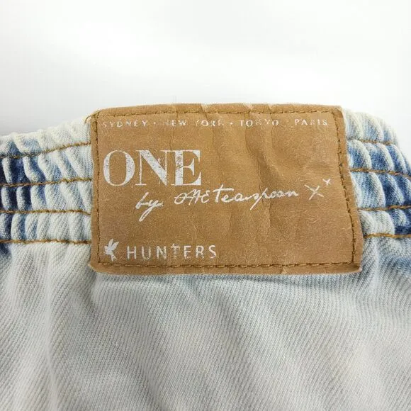 ONE TEASPOON Hunters Mid Length Relaxed Short Blue Jean Denim Boho Festival 24