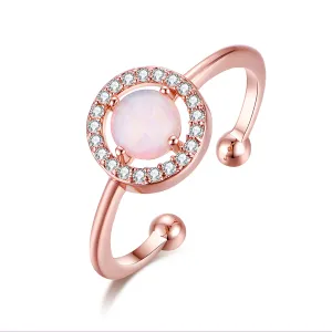 Opal & Cubic Zirconia 18K Rose Gold-Plated Hola Open Ring
