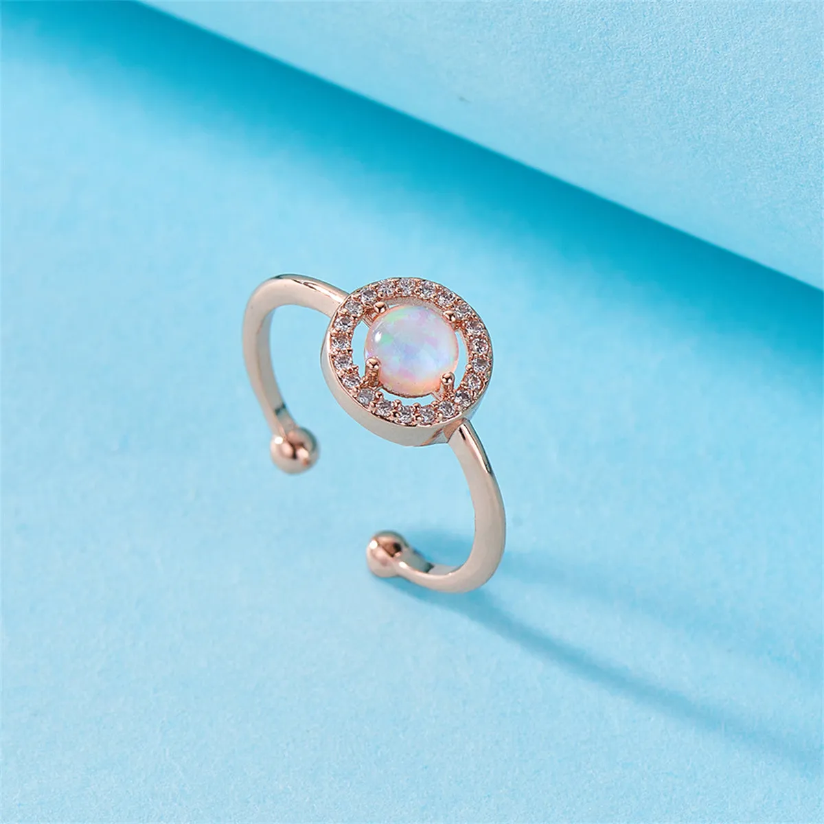 Opal & Cubic Zirconia 18K Rose Gold-Plated Hola Open Ring