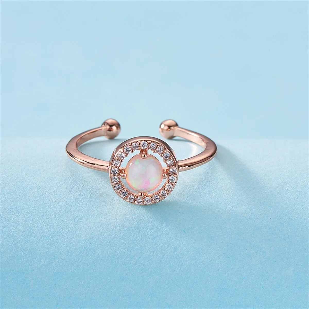 Opal & Cubic Zirconia 18K Rose Gold-Plated Hola Open Ring