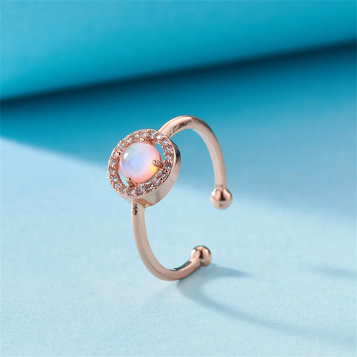 Opal & Cubic Zirconia 18K Rose Gold-Plated Hola Open Ring