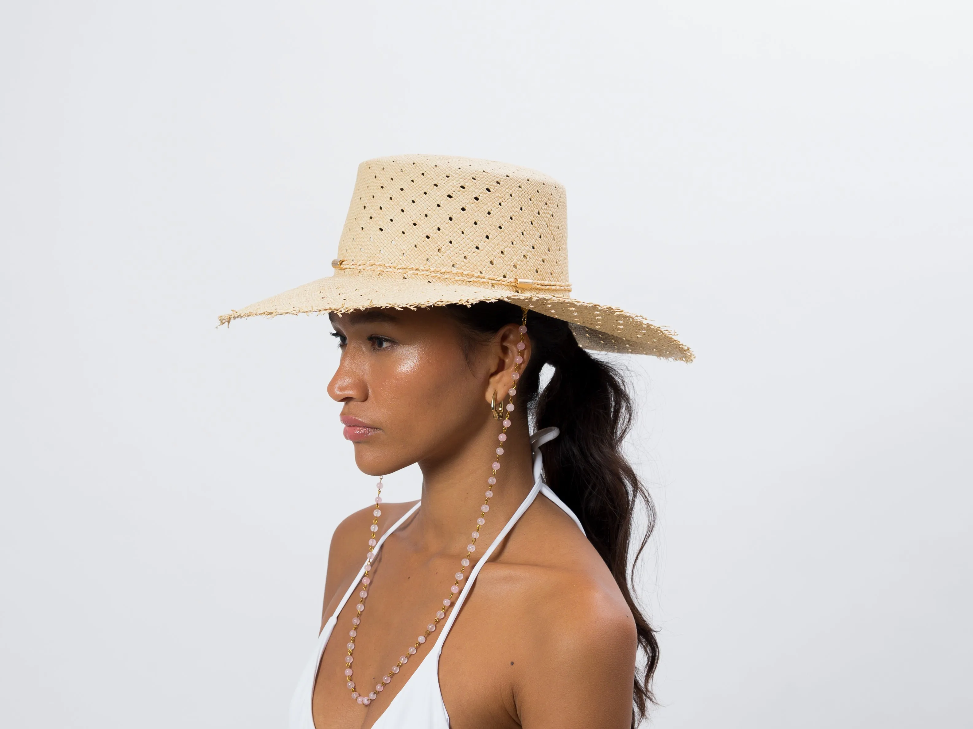 Open weave Chained Cordovan Hat long brim