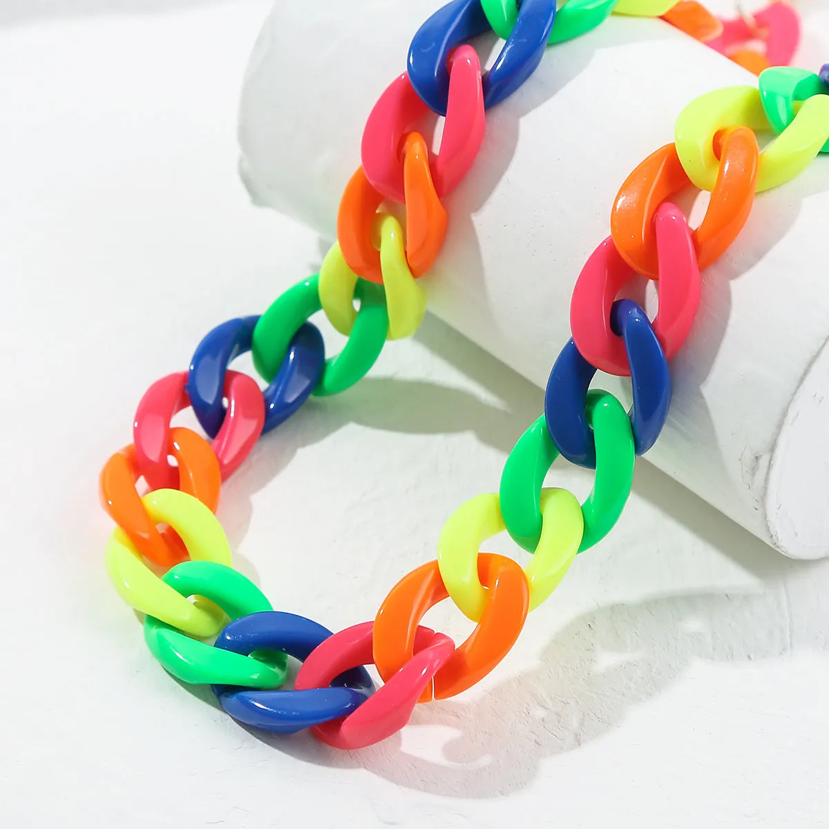 Orange & Yellow Rainbow Cuban Chain Necklace