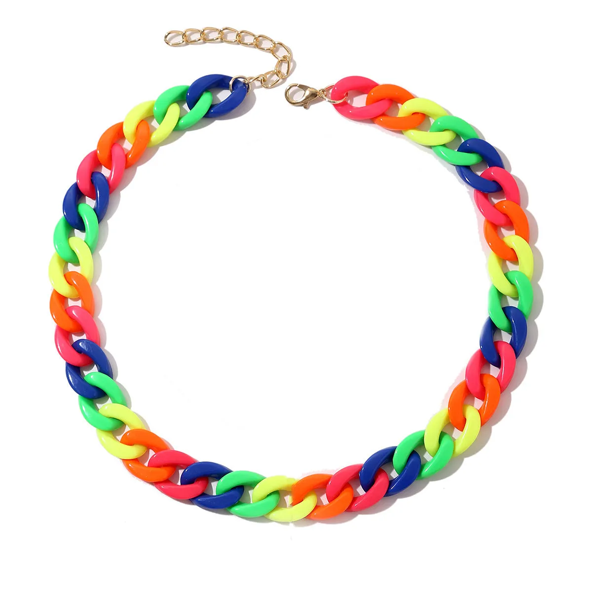 Orange & Yellow Rainbow Cuban Chain Necklace