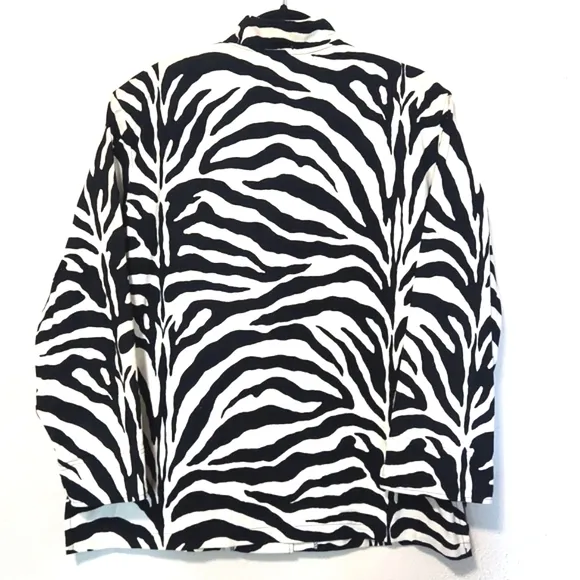 Painted Pony Zebra Print 100% Cotton Blazer Jacket Size Large EUC!!