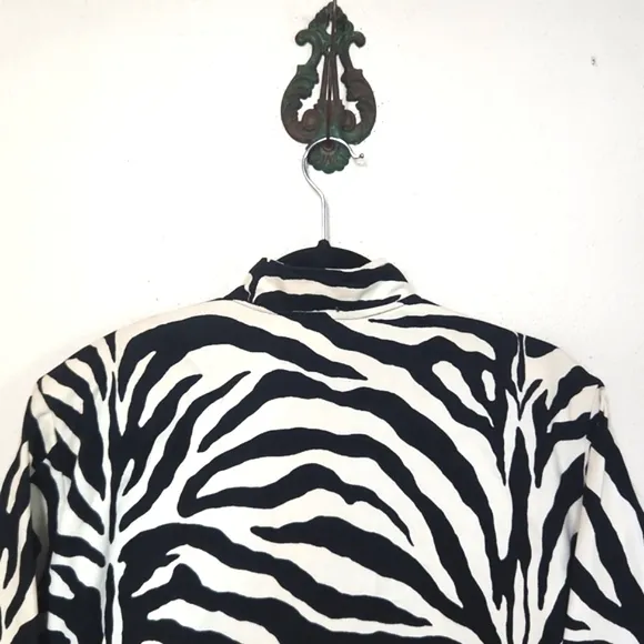Painted Pony Zebra Print 100% Cotton Blazer Jacket Size Large EUC!!
