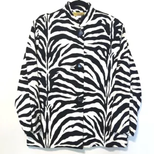 Painted Pony Zebra Print 100% Cotton Blazer Jacket Size Large EUC!!