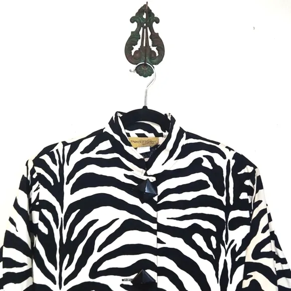 Painted Pony Zebra Print 100% Cotton Blazer Jacket Size Large EUC!!